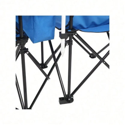 Portable Outdoor 2-Seat Folding Chair With Removable Sun Umbrella Blue, Camping Chair, Beach Essentials