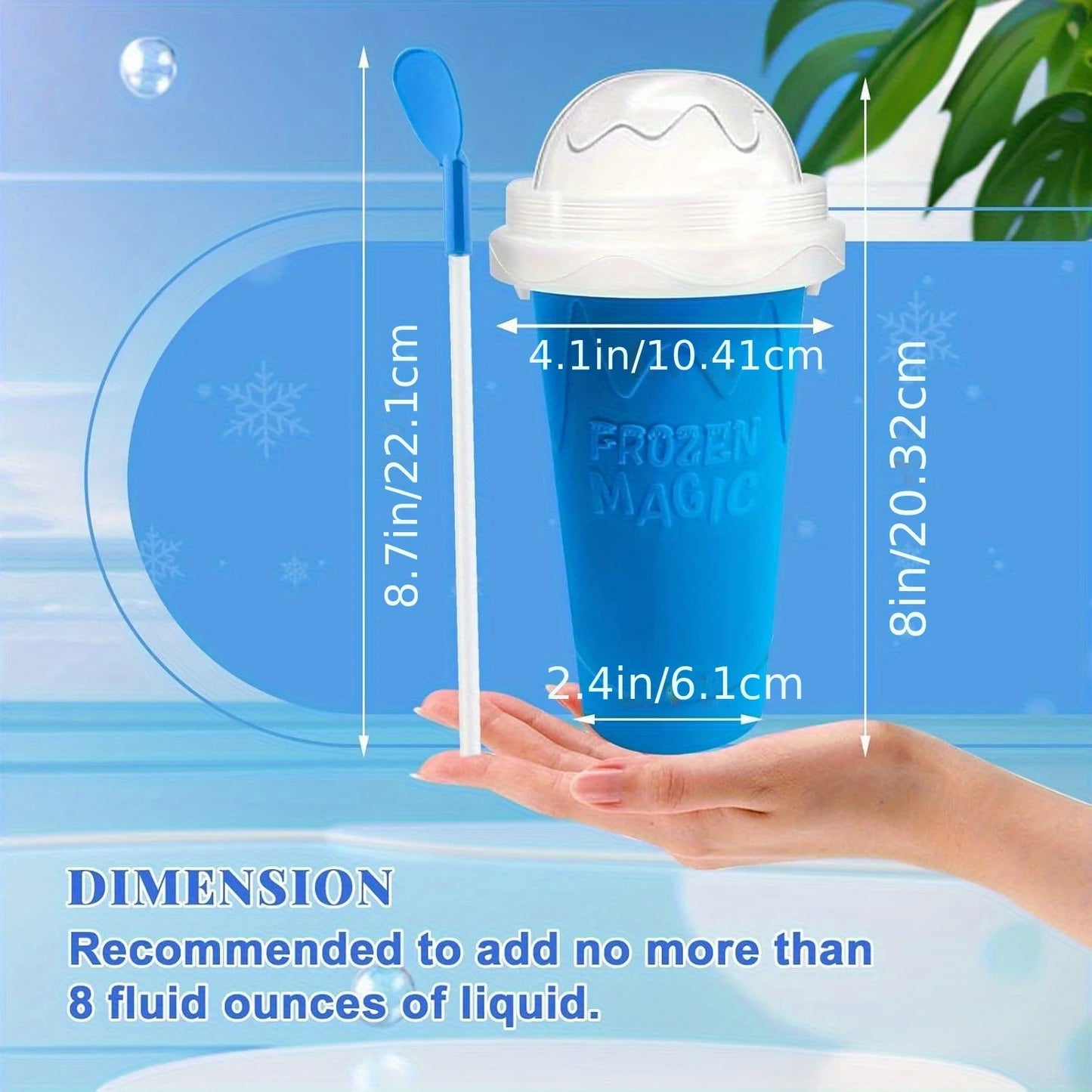 Slushie Maker Cup, DIY Magic Frozen Smoothies Cups For Homemade Milk Shake Ice Cream Maker, Cooling Cups, Double Layer Squeeze Slushy Maker Cup, Frozen Magic Squeeze Cups With Lid & Straw For Juice Milk Yogurt Smoothie, Fun S