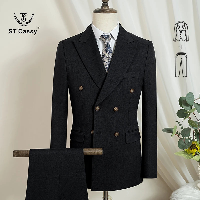 ST Cassy High Quality Elegant Man Suit 2 Piece Set Party Outfit Modern Wedding Dinner Suit for Men Stylish Business Office Suit