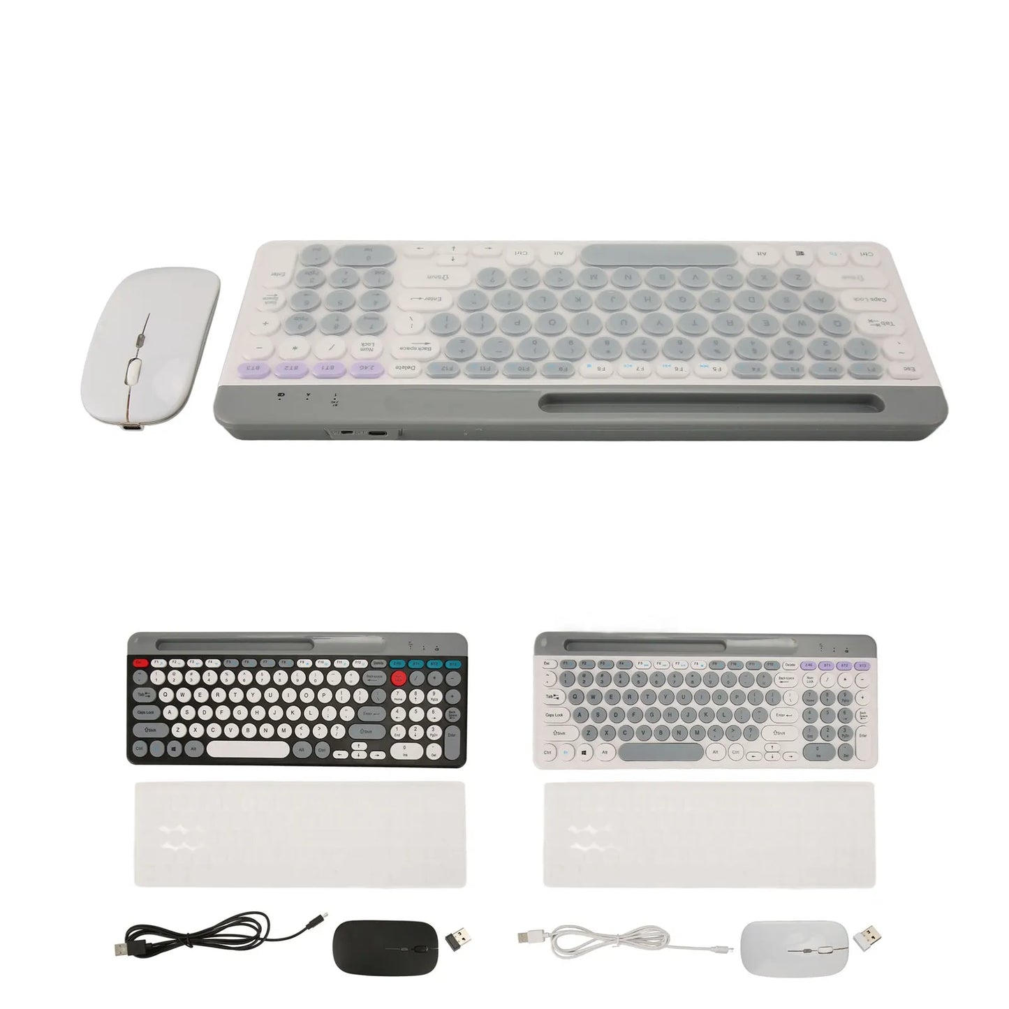 【New】Wireless Keyboard Mouse Set Rechargeable Retro  2.4G Wireless Bluetooth Keyboard Mouse Set Wireless PC Keyboard Mouse Set