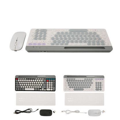 【New】Wireless Keyboard Mouse Set Rechargeable Retro  2.4G Wireless Bluetooth Keyboard Mouse Set Wireless PC Keyboard Mouse Set