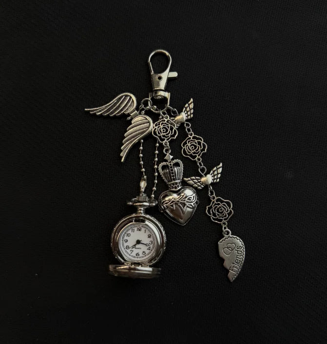 Original Hollow Heart Pocket Watch Chain Keychain Design Steampunk Clock Vintage Necklace Pendant Jewelry Watch Men Women Gift