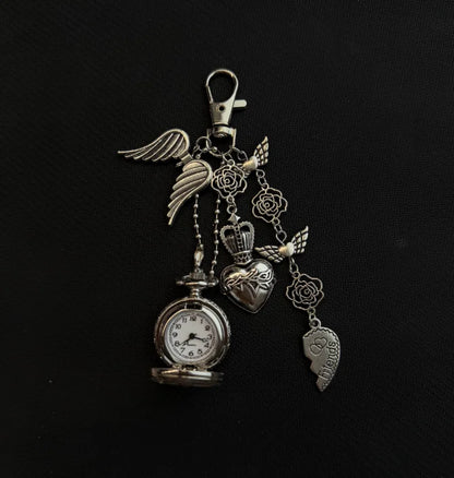 Original Hollow Heart Pocket Watch Chain Keychain Design Steampunk Clock Vintage Necklace Pendant Jewelry Watch Men Women Gift