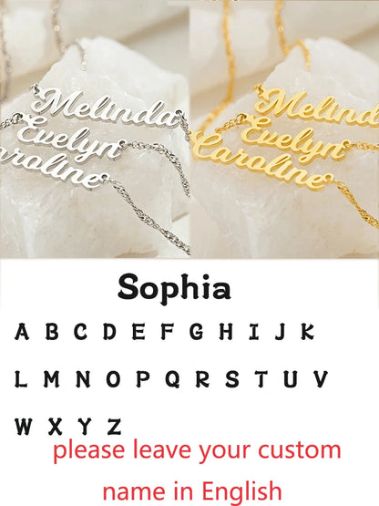 Custom Different Font Name Pendant Necklace for Woman Girls Stainless Steel Nameplate Personalized Choker Necklaces Jewelry Gift