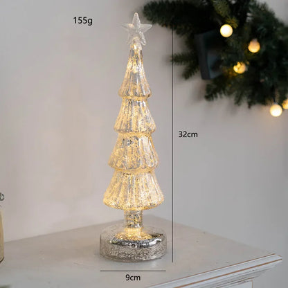 Glowing Glass Christmas Tree Ornaments Home Luminous Desktop Decoration Led Night Light Party Xmas Decorations Festival Kid Gift