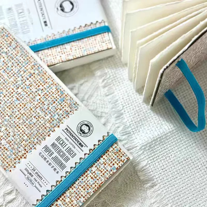 POTENTATE Cotton Fringed Watercolor Notebook 300g Hot/Cold Pressed Specific Watercolor Paper Drawing Book for Art Student