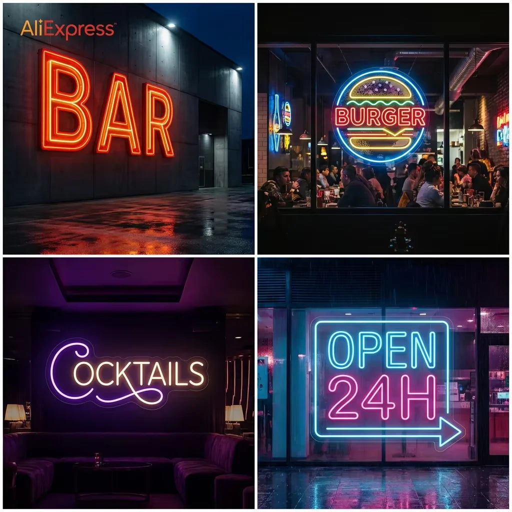 Custom LED Neon Sign Large Size Business Logo Commercial Grade Signage Restaurant Cafe Bar Office Storefront Decor Wall Light