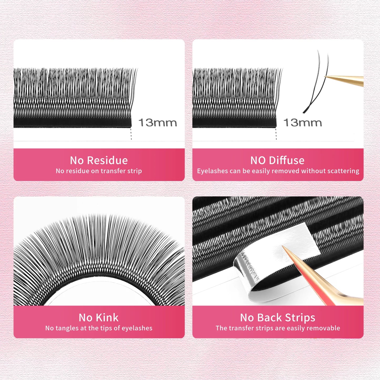 XIUSUZAKI U Shaped YY Eyelashes Extensions Matte Black Natural Double Tips U Shape 2D YY Lashes Premade Fans Volume False Lashes