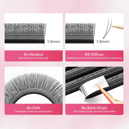 XIUSUZAKI U Shaped YY Eyelashes Extensions Matte Black Natural Double Tips U Shape 2D YY Lashes Premade Fans Volume False Lashes