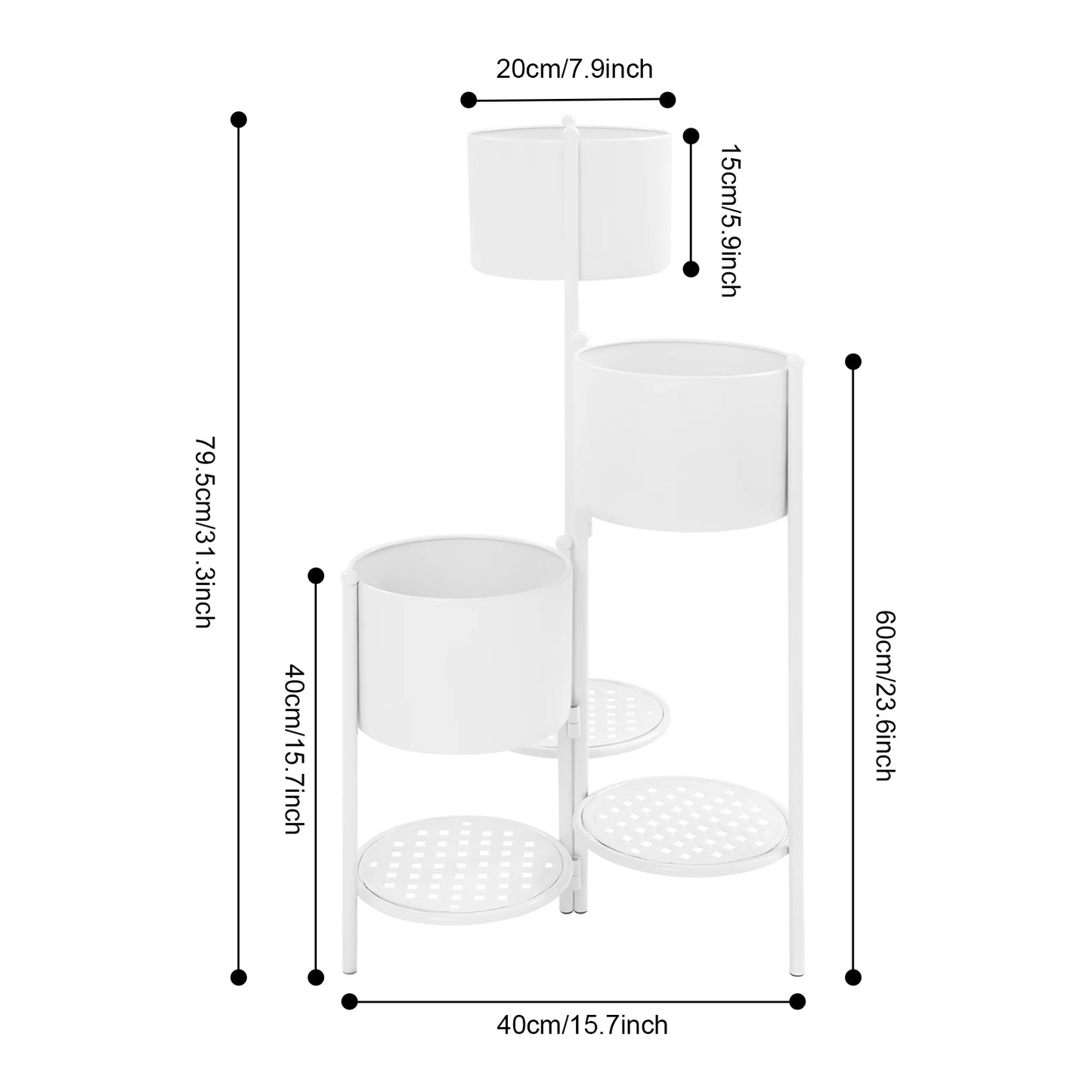 3 Tier Corner Plant Stand Foldable, 16x31in Iron Flower Pot Holder w/ Shelves for Indoor Outdoor Balcony, White/Green/Gold/Black