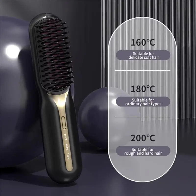 Electric Hot Comb Hair Straightener - Fast Heating, Portable, Anti-Scald, Ideal For Travel, Beard & Hair Styling
