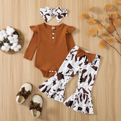Ma&Baby 0-12M Newborn Infant Baby Girl Clothes Set Knit Long Sleeve Romper Flare Pants Fall Spring Clothing Outfits D01