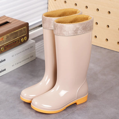 Comemore Rainboots Women High Long Boots Non-slip Waterproof Shoes 2023 New Rain Boots Fashion Print Women's Mid Calf Galoshes