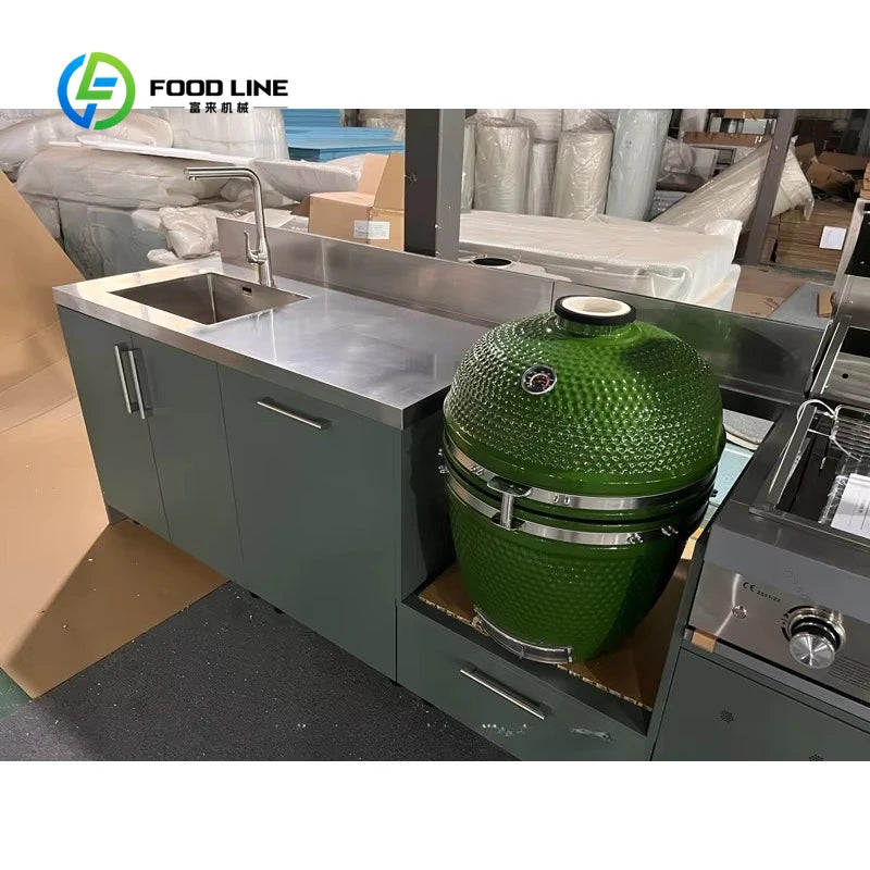 Customized Modern Outdoor Kitchen Cabinet Set Multi Scene BBQ Grill For Garden Camping Open Air Cooking