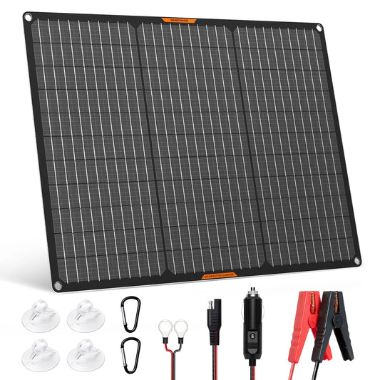 MHPOWOS Solar Panel Kit 50W 12V Solar Battery Trickle Charger Maintainer + Upgrade Controller for Boat Car RV Motorcycle Marine