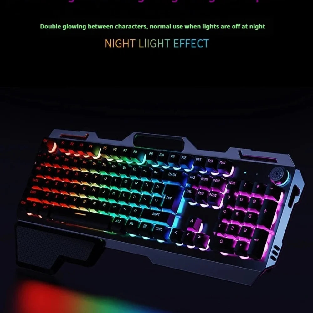 Qianxingzhe Wireless Keyboard Mouse Set Mechanical Feel Rechargeable Rgb Backlit Wrist Rest Multifunctional Knob Gaming For Pc