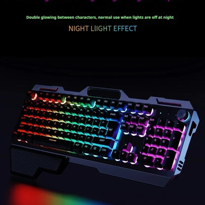 Qianxingzhe Wireless Keyboard Mouse Set Mechanical Feel Rechargeable Rgb Backlit Wrist Rest Multifunctional Knob Gaming For Pc