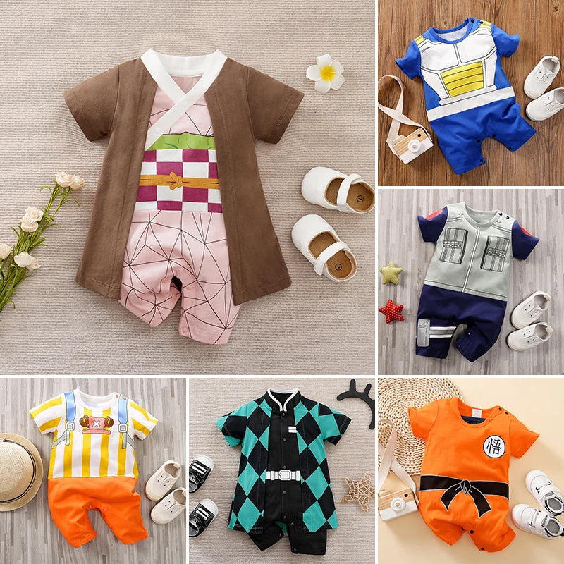 Baby Romper 100% Cotton Summer Short Sleeve Anime Cosplay Costume Soft Infant Jumpsuit Newborn Boy Girl One-Piece Bodysuit 0-18M