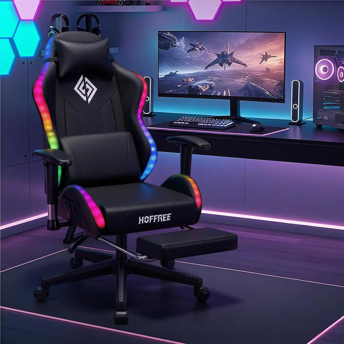 #LED Gaming Chair for Kids Reclining Gaming Chairs for Teens 8-15 Computer Chair with RGB Lights Kids PC Game Chair, Customized