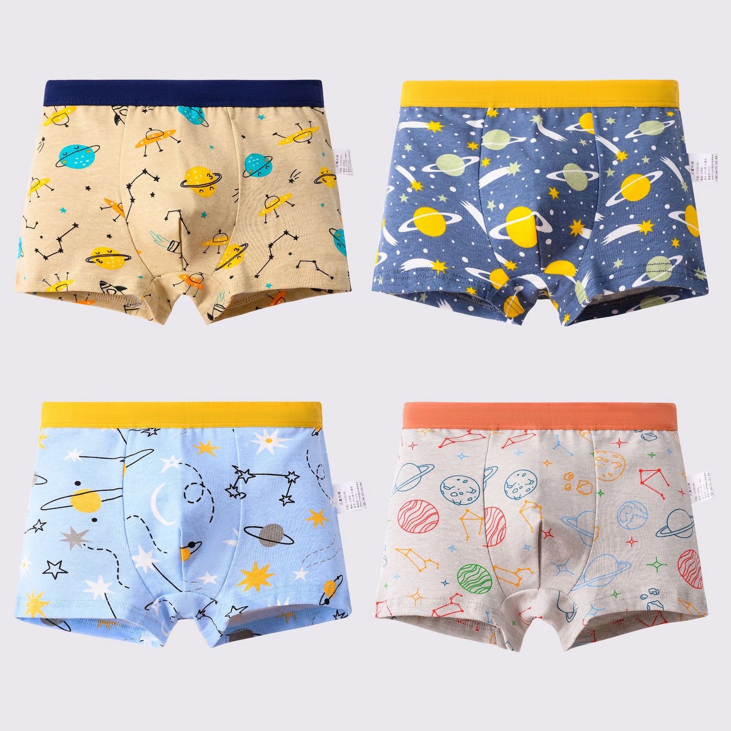 4PCS Children Panties Boy Cotton Boxer Breathable Kid Soft Comfortable Elastic Underpants Multipack Cute Cartoon Print Underwear