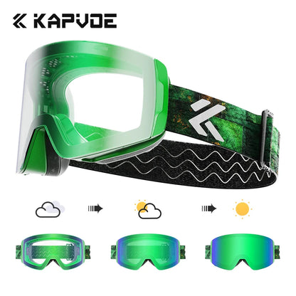 Kapvoe Snow Goggles Ski Snowboarding Skiing Sunglasses for Women Men Anti-Fog Lens UV400 Photochromic Glasses Motorcycle Glasses