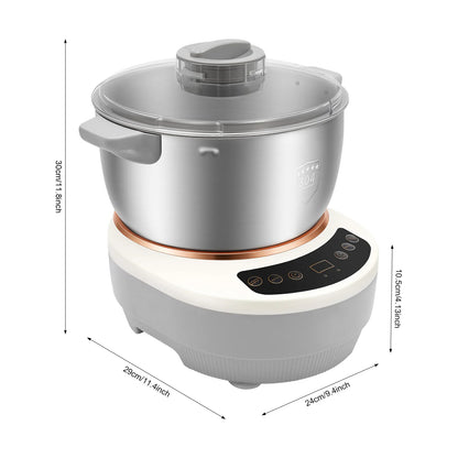 200W Electric Kneading Machine, 304 Stainless Steel Dough Kneading Machine, 5L Stand Mixer, 140-170 RPM, Timer Auto-Off, for Kitchen, Baking, Silver