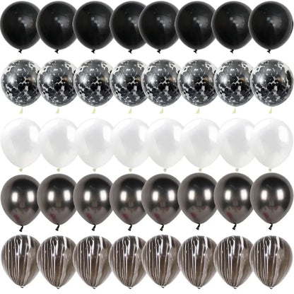 Black Metal Latex Confetti Balloon 30 40 50th Birthday Decoration Matte Globos New Year Wedding Birthday Party Baby Shower Decor