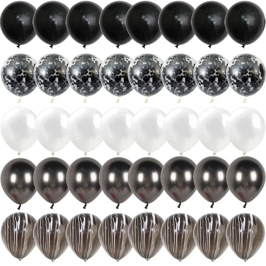 Black Metal Latex Confetti Balloon 30 40 50th Birthday Decoration Matte Globos New Year Wedding Birthday Party Baby Shower Decor