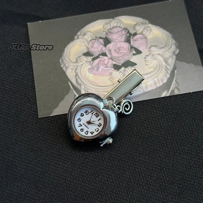 Original Hollow Heart Pocket Watch Chain Keychain Design Steampunk Clock Vintage Necklace Pendant Jewelry Watch Men Women Gift