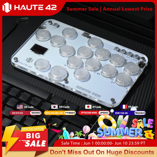 Haute42 Arcade Joystick Hitbox Leverless Controller Fight Sticks For PC / Ps4 /Switch Mini Hitbox Fighting Game Arcade Stick