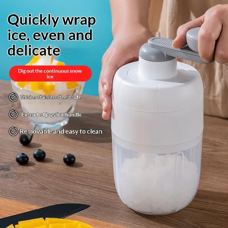 Shaved Ice Machine Mini Ice Crusher Hand Operated Shaved Ice Milkshake Maker Household Portable Small Hail Machine Kitchen Tool
