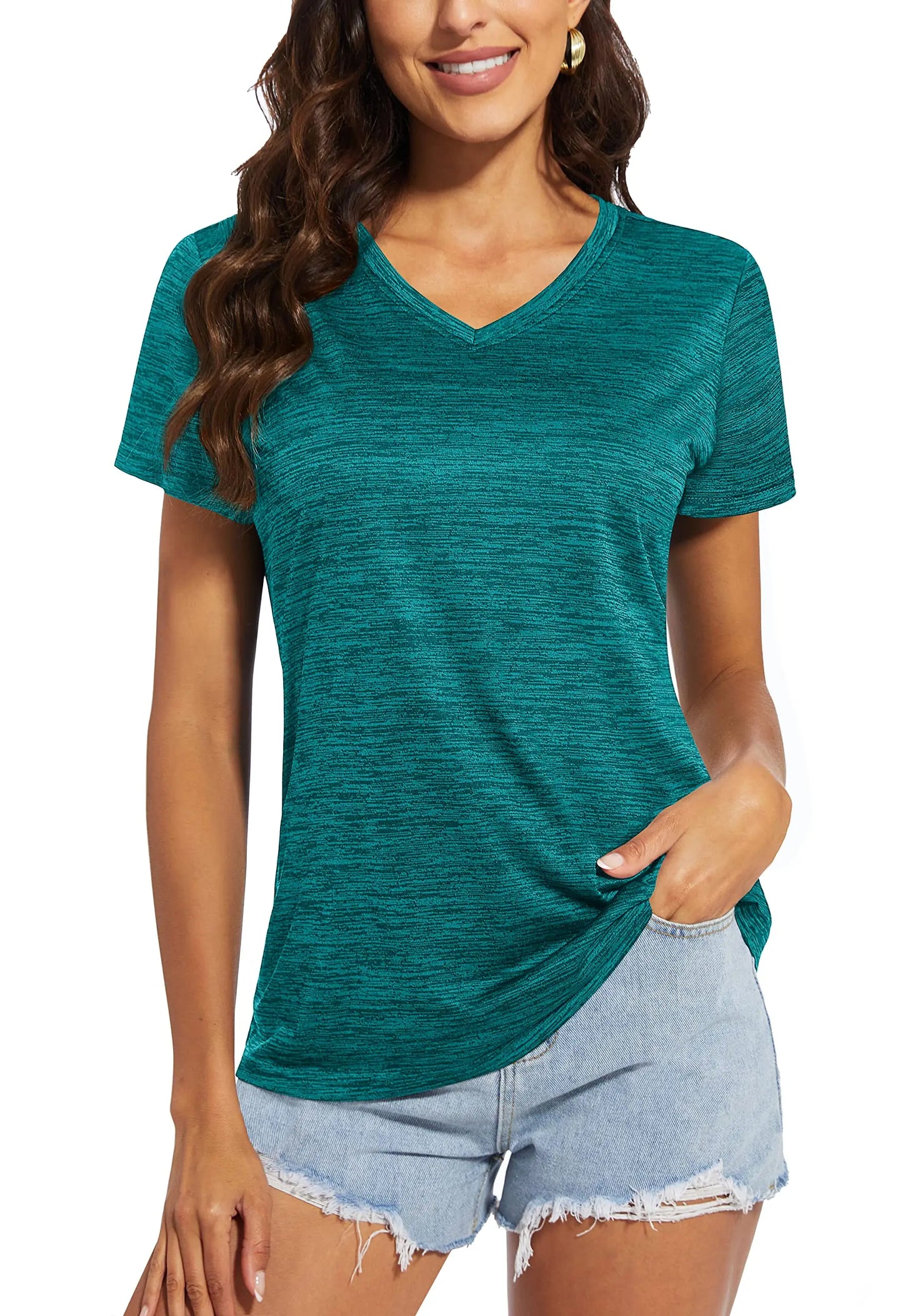 TACVASEN Summer Quick Dry V-Neck T-shirts Womens Short Sleeve Workout T-shirts Athletic Pullover Tops Lightweight Casual Sport T