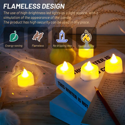 24/48 Pack Heart Shaped LED Tea Lights Candles with Artificial Rose Petals Romantic Night Decorations  for Wedding Anniversary