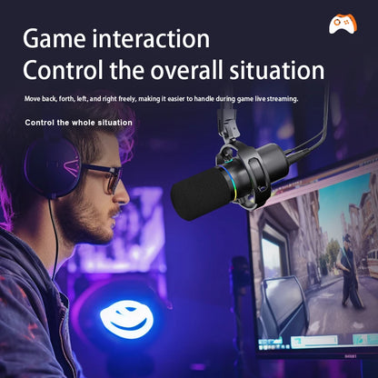 XLR/USB Dynamic Microphone for PC Gaming With One-Touch Mute Headphone Jack And Volume Control For Podcasting Streaming