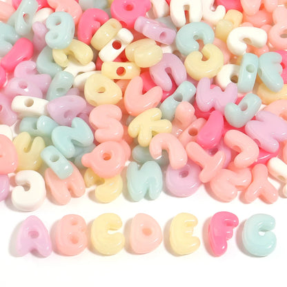 20-30pcs/lot Big Hole Cartoon English Letters Acrylic Beads Colored Loose Spacer Beads For Jewelry Making DIY Necklace Keychain
