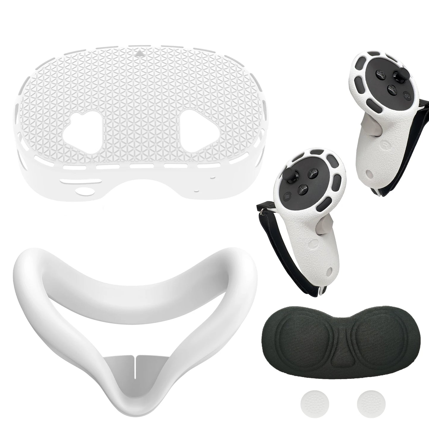 5 IN 1 Silicone Case For Meta Quest 3S VR Protector Lens Cap Soft Grip Cover Shockproof Durable Anti-scratch Accessories