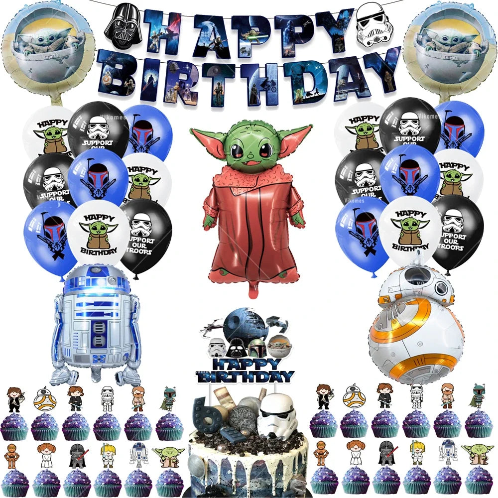 Green Yodaed Latex Balloons Hero Master Robot Foil Ballons Happy Birthday Party Banner Tableware Cake Topper Decoration Kid Toy