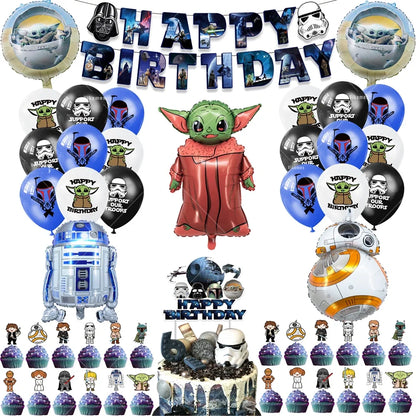 Green Yodaed Latex Balloons Hero Master Robot Foil Ballons Happy Birthday Party Banner Tableware Cake Topper Decoration Kid Toy