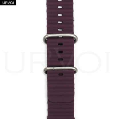 URVOI Ocean Band for Apple Watch Ultra 4 3 2 Strap Series 12 11 10 SE Sport Band for iWatch Silicone Wristband Black Buckle 49mm