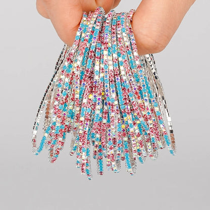 5pcs Fashion Colorful Acrylic Crystal Rhinestone Elastic Bracelet for