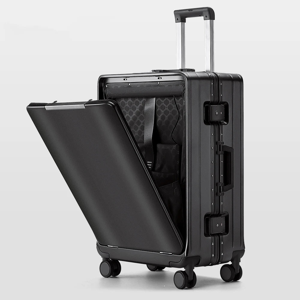 KLQDZMS 20 Inch Portable Front Opening Suitcase With Large Capacity 24 Inch Business Trip Travel Cabin Rolling Luggage Bag