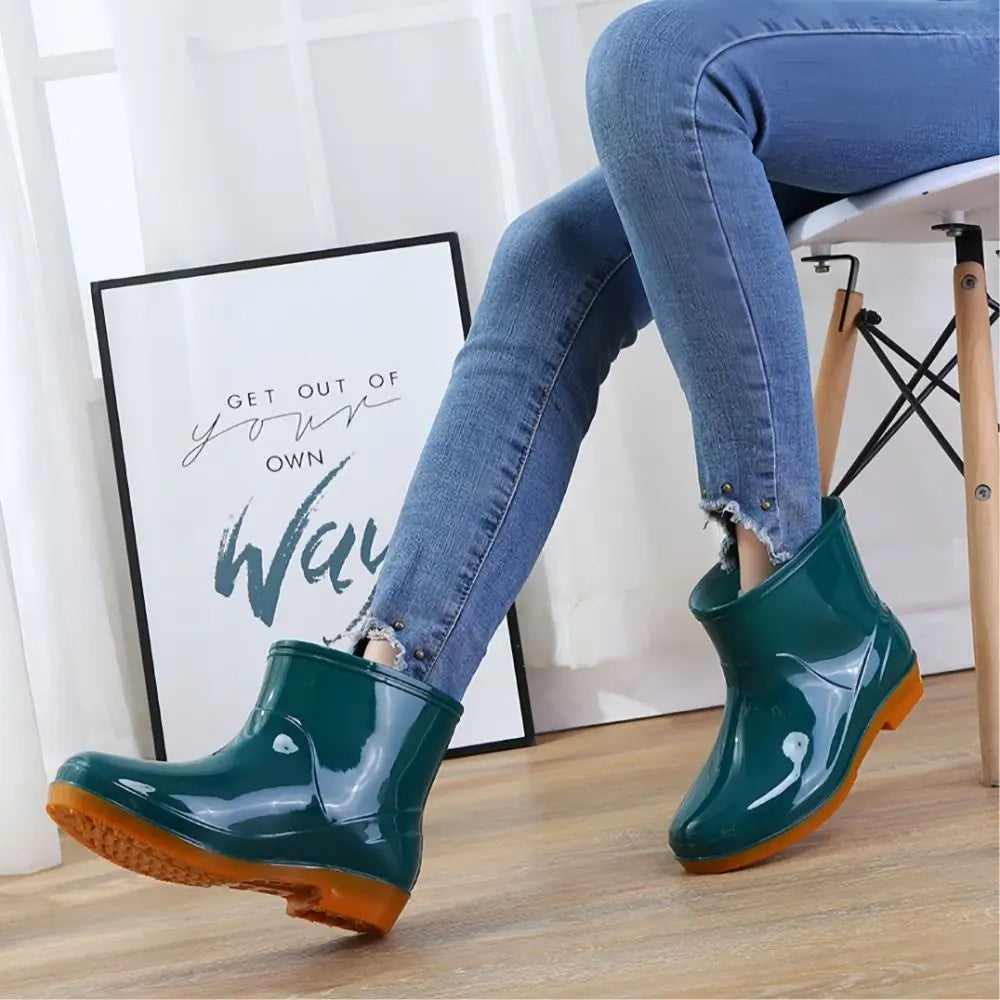 Non-slip Women's Short Rain Boots Waterproof Lightweight Garden Rain Shoes Low-top Durable Water Shoes For Outdoors,Kitchen,Work