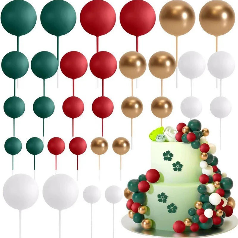 32Pcs Ball Cake Toppers Mini Balloon Cake Topper Sticks Cupcake Foam Ball Kids Jungle Birthday Party Cake Decoration Baby Shower