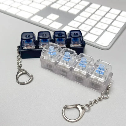 1pcs LED Keyboard Keycap Stress Relief Keychain  4 Button Fidget Tool for Adult Kids Office Decompression Gadget Tech Keychain
