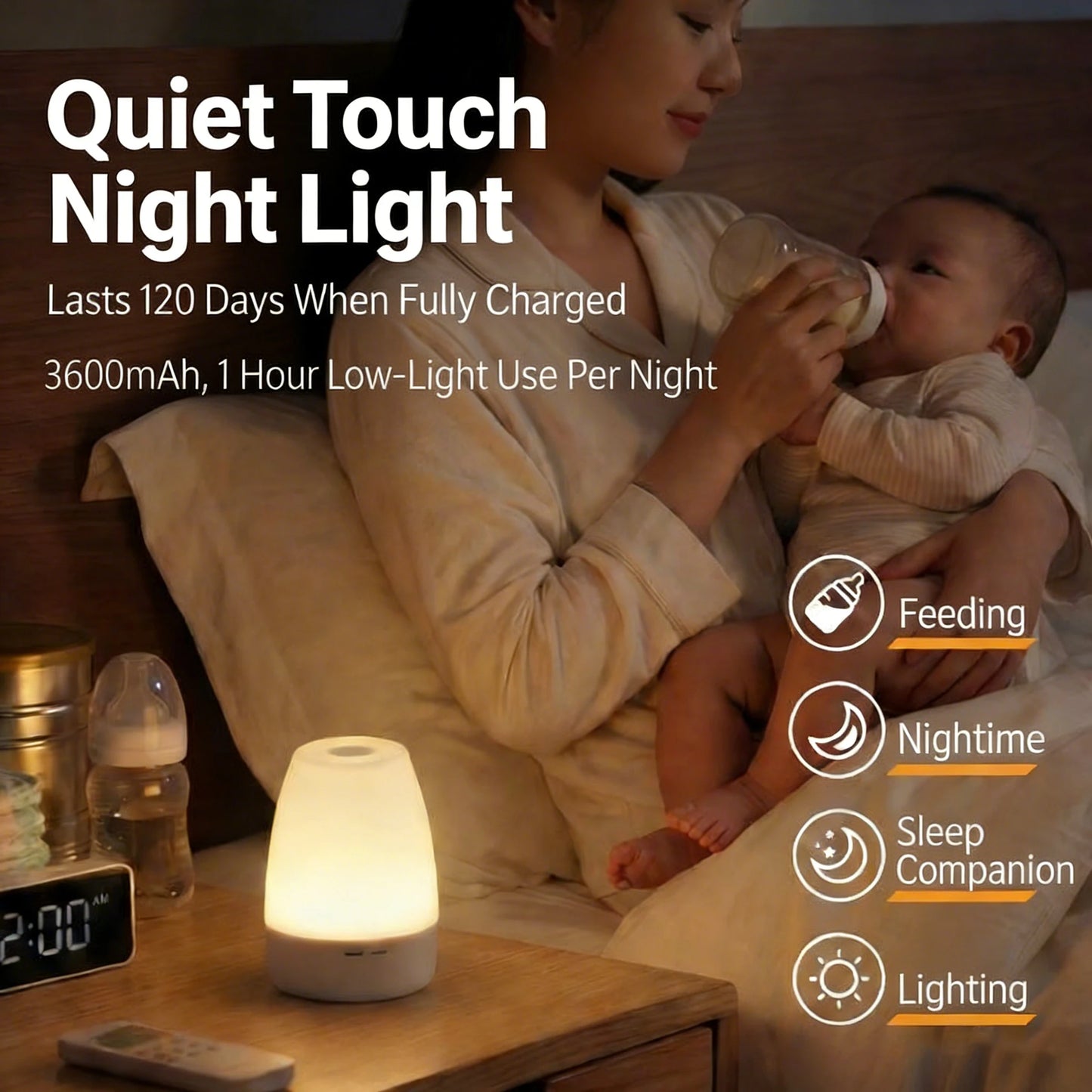 Touch LED Lights Dimmable LED Night Light Remote Control USB Rechargeable Led Table Light 3 Colors Night Lamp For Kids Gift
