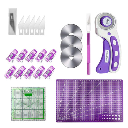 45mm Precision Rotating Cutter Set, Carving Knife, A4 Cutting Pad, Patch Measuring Tape, Sewing, Embroidery Craft Production.