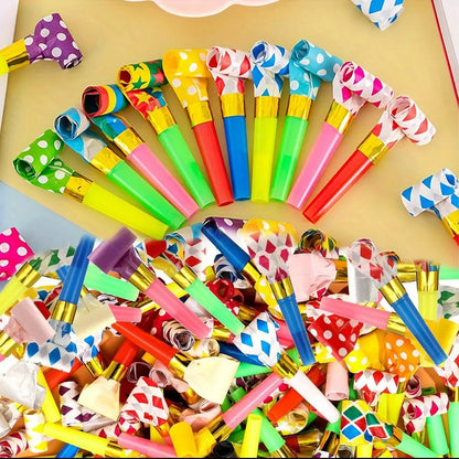 28/56pcs Long Nosed Whistle Creative Party Sounding Atmosphere Making Props Plastic Party Blowers Fun Whistles ZSY