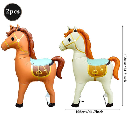 Giant Horse Standing Balloon Oversize Brown Horse for Western Cowboy Rodeo Themed Birthday Party Baby Shower Decoration Supplies