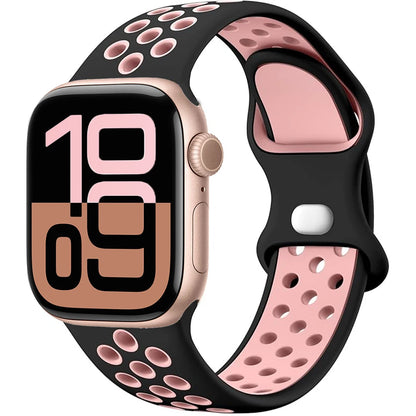 Silicone Strap For Apple Watch 11 10 9 8 7 46mm 45mm 42mm 41mm Ultra 3/2 49mm Breathable Bracelet Wristband iWatch 6 5 4 SE 44mm