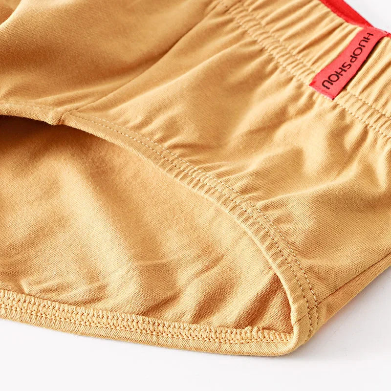Solid Cotton Briefs Men's Convex Pouch Panties Youth Fasion Lingerie Low Rise Breathable Men's Comfortable Underwear Solid Color
